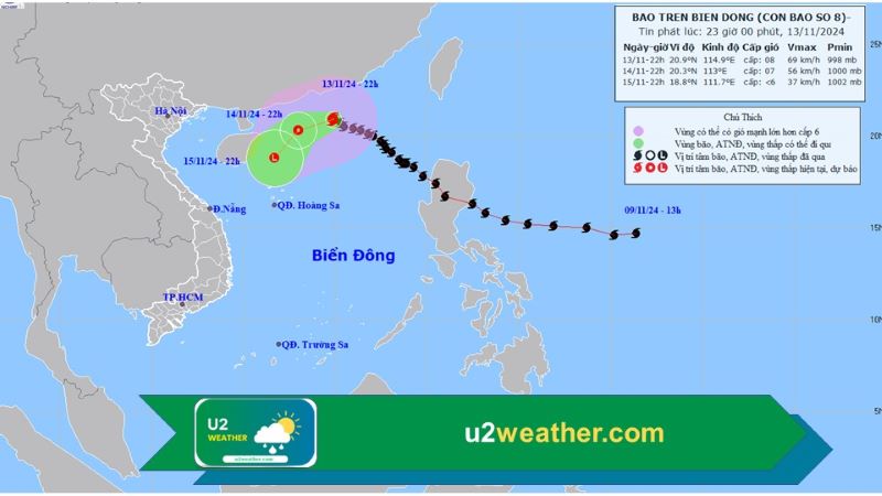 Dự báo thời tiết chi tiết ngày 14/11/2024