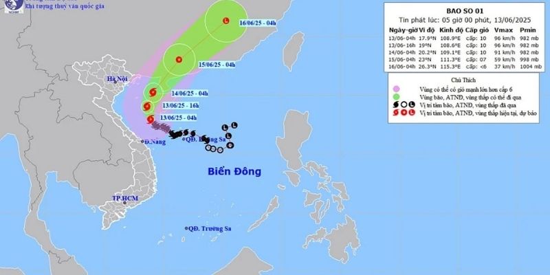 Thời tiết 13/06/2025